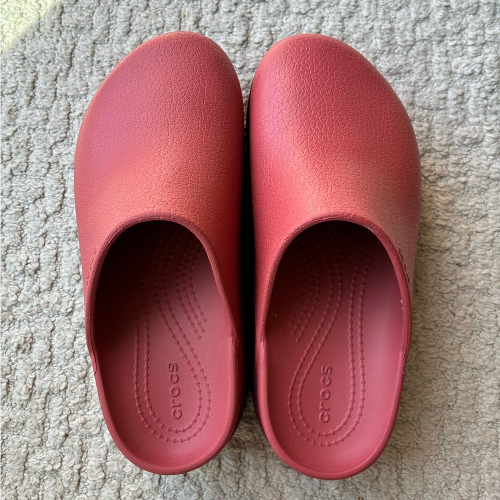 CROCS Dylan Platform Slip-On Clog in Strawberry Red